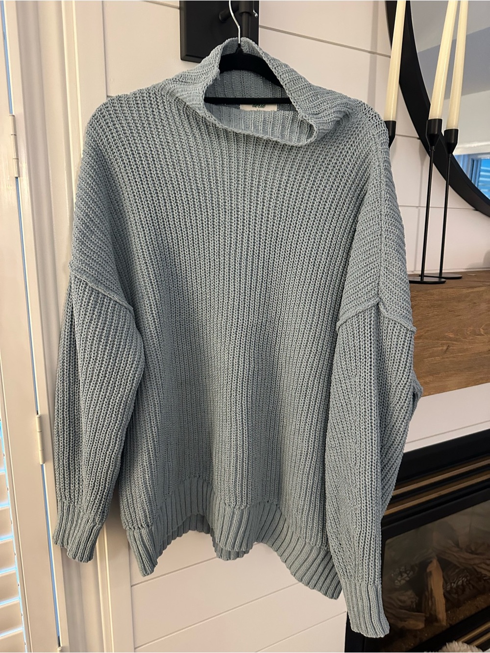 aerie Powder Blue Ribbed Cowl Neck Sweater